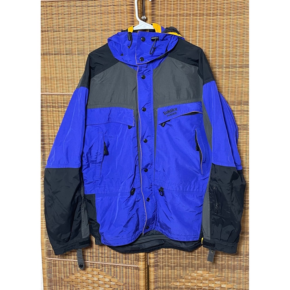 Vintage Solstice Microshed Colorblock Rain Jacket XL Blue Black Gorpcore Shell